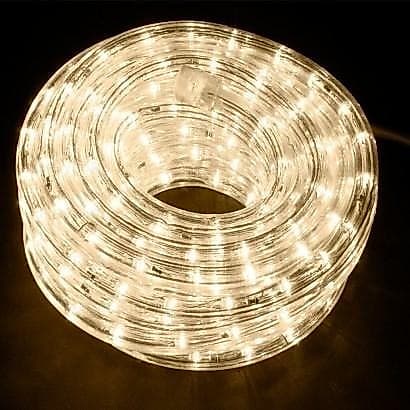 1 à 6m Mangueira Led Redonda Corda luminosa branco quente + Conector Decoração Iluminação Natal Evento Sanca