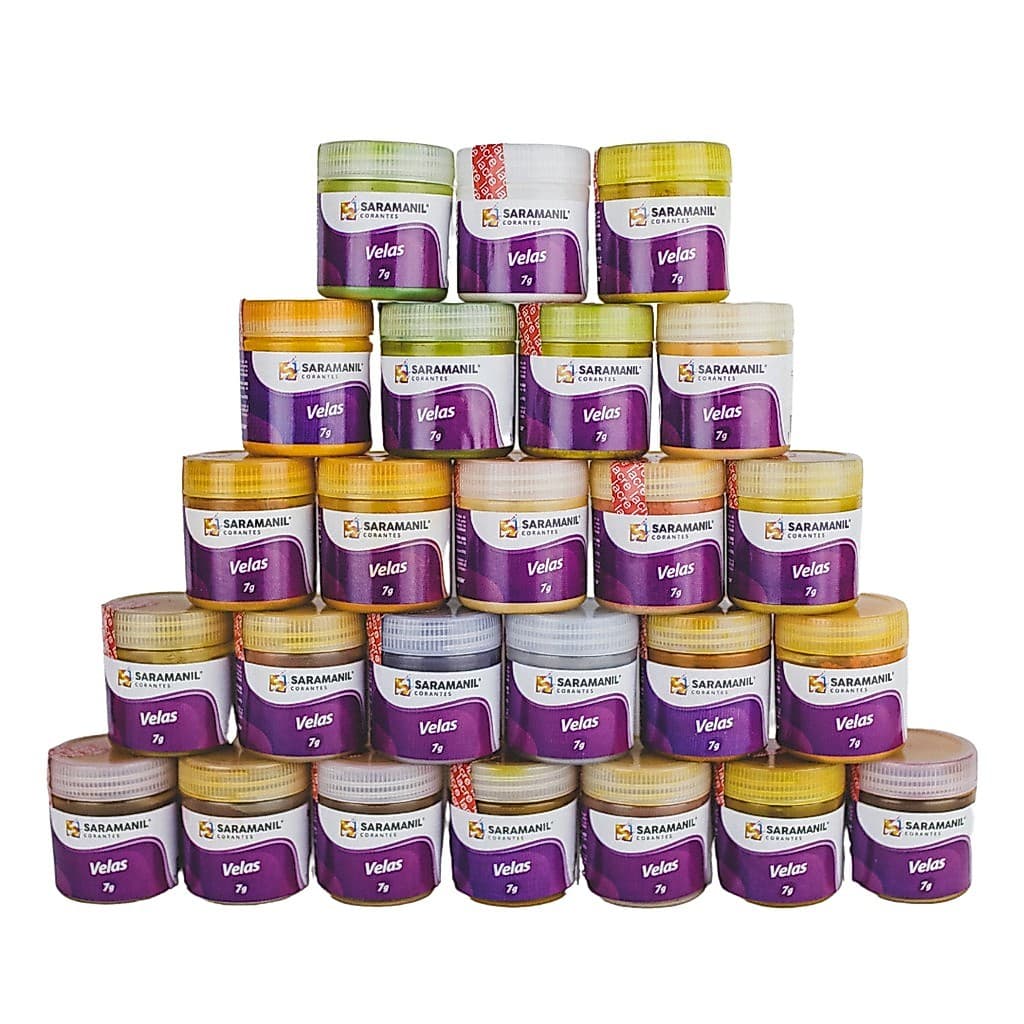 Kit Corantes de Vela 7g Pó Saramanil Anilina A Óleo Parafinas barra lentilha gel cera (Várias Cores)