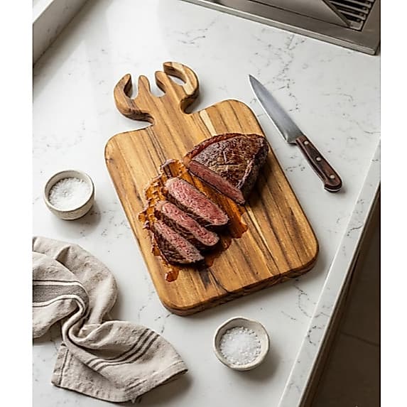 Dia dos Pais Tábua de Churrasco e Corte Alce P Nobre PRESENTE - Decoração Ambiente – Madeira de Teca 35x20x2cm