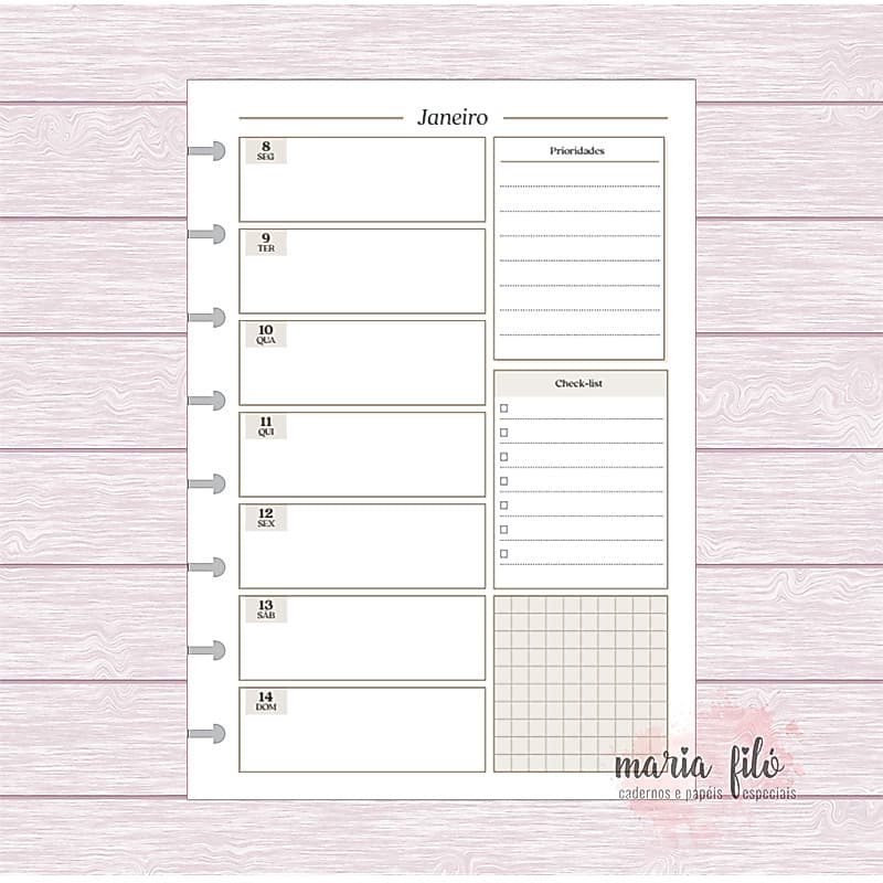 Refil de Planner Slim 2027 - Ideal para caderno de discos, sistema inteligente