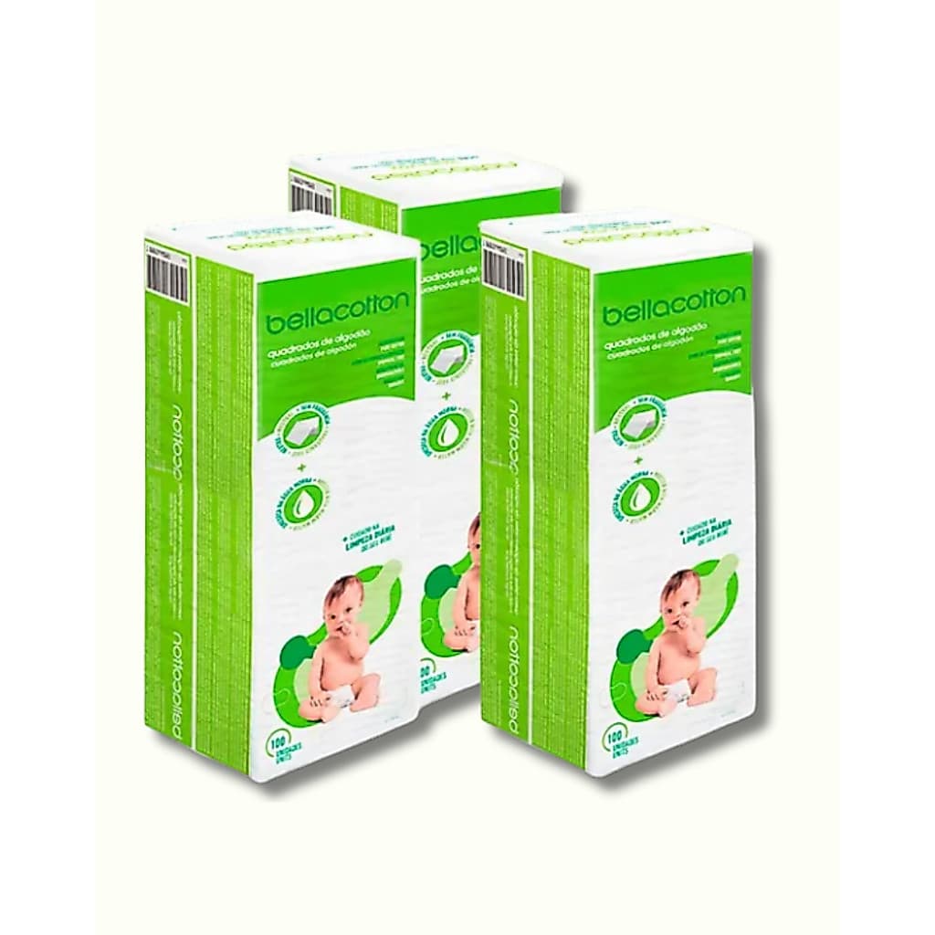 Algodão Bellacotton Quadrado Bebê Sem Perfume - 300 Unidades