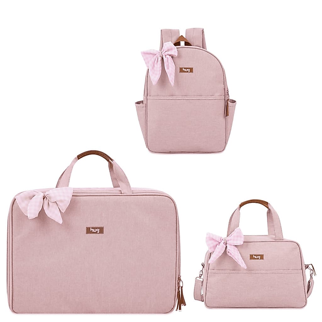Kit 3 Bolsas Maternidade HUG Mescla Rosa - Mala GG, Mochila e Bolsa Média