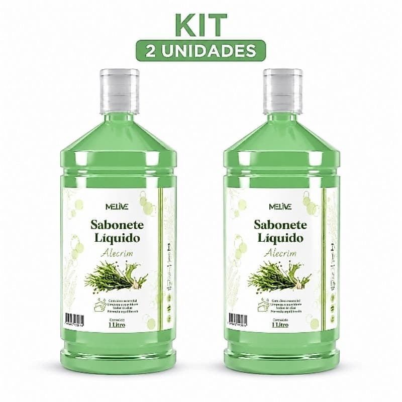 Kit Sabonete Líquido Alecrim Melive 1Litro - 02 unidades