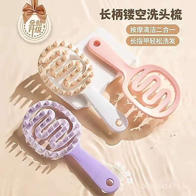 Escova De Shampoo Com Cabo Longo Silicone Massagem No Couro Cabeludo Lavagem De Cabelo Massageador De Cabeça