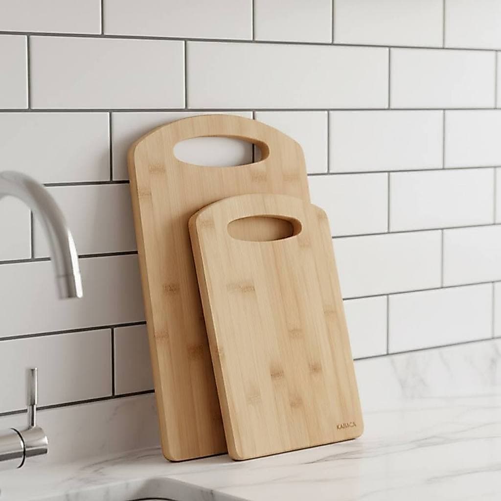 Kit 2 Tábuas de Corte Bambu Grande e Média -Tábua de Servir Carne e Legumes Resistente e Ecológica