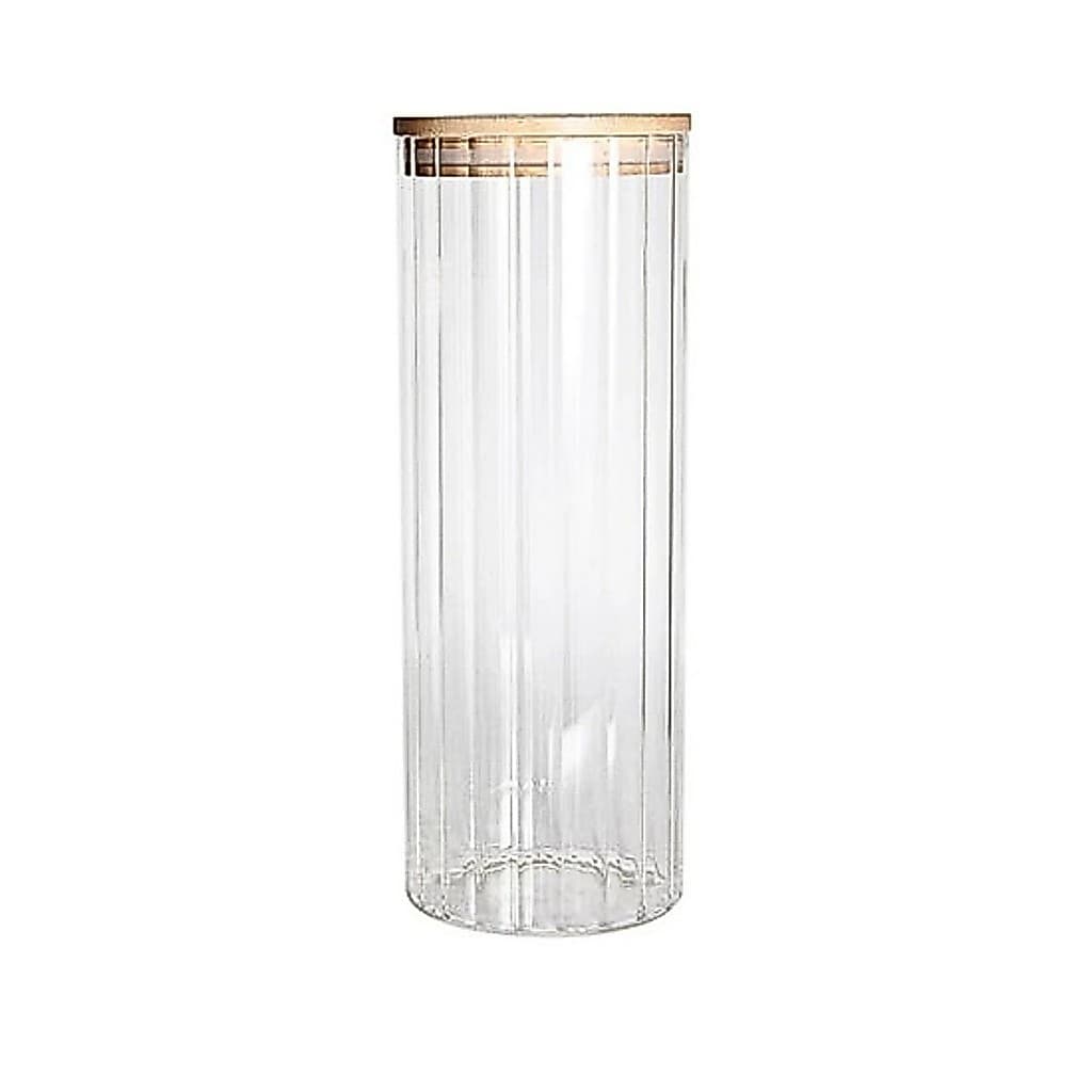 Pote Hermético de Vidro Borossilicato Canelado com Tampa de Bambu 1.5L - Dynasty