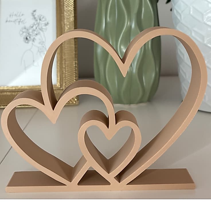 Enfeite De Mesa Trio De Corações Decorativo Minimalista Escultura (12cm ou 15cm)