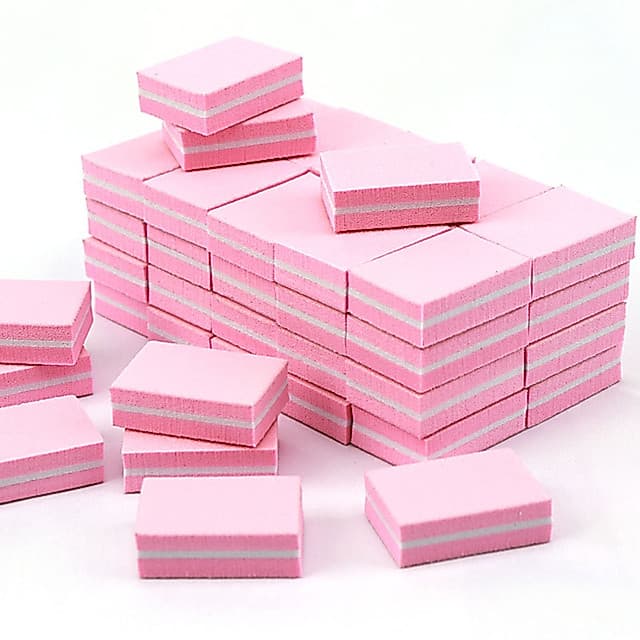 Lote De 50pcs Mini Blocos De Lixa De Unhas De Dupla Face Esponja Colorida Tiras De Polimento Manicure Ferramentas