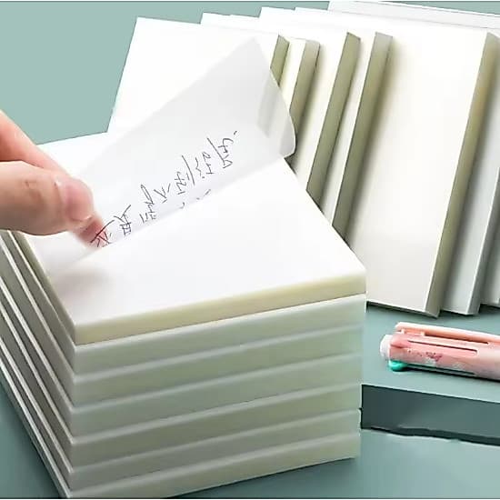 Bloco de Notas Transparente 50 Unidades 7.5cm Escola Escritório Bloquinho Anotações Post It