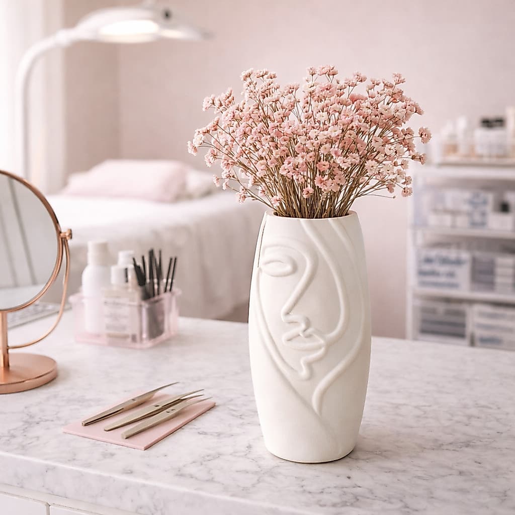 Vaso Rosto Feminino 17cm  Relevo Decoração Sala Minimalista Tami