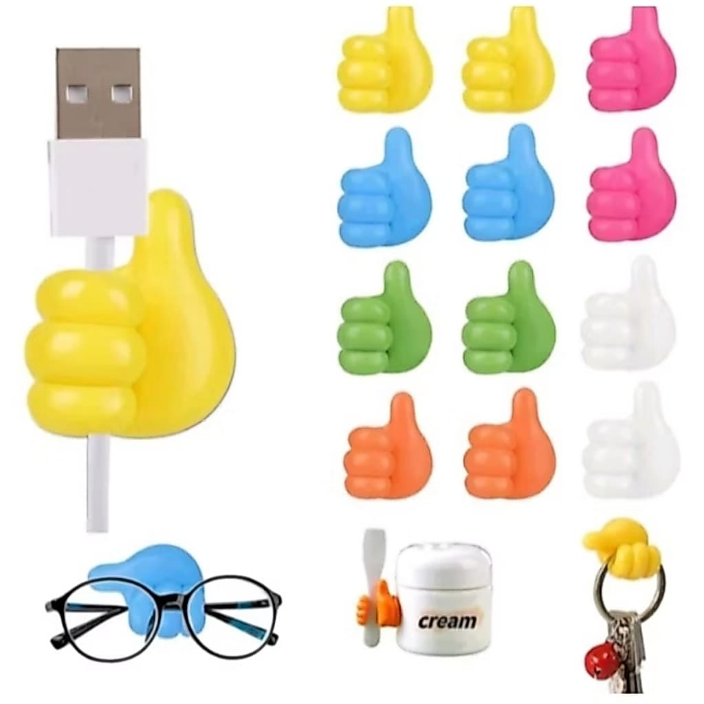 Organizador De Cabos Mãozinha Várias Cores Kit Com 5 E 10 Unidades Suporte Gancho