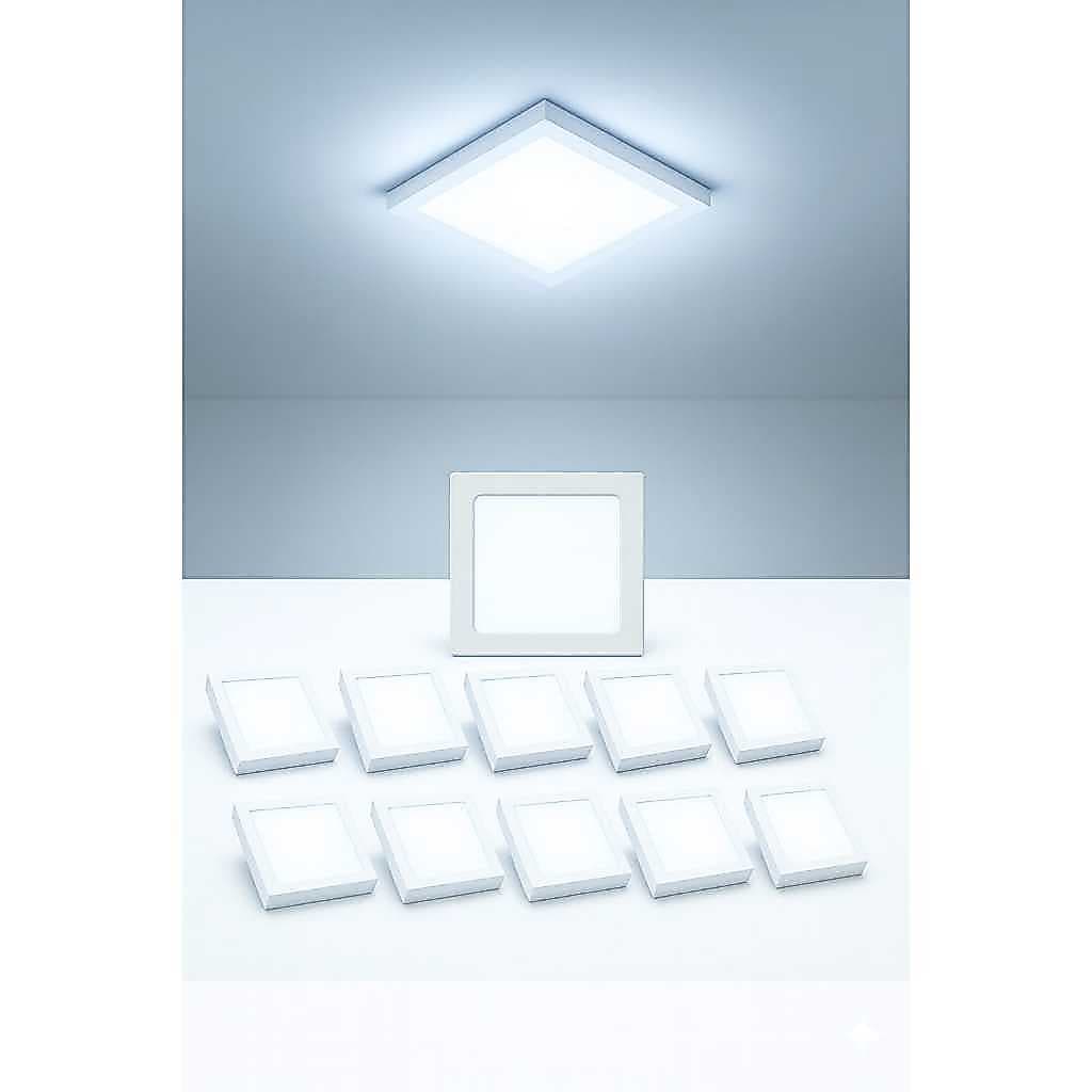 Kit 10 Painel LED Plafon 25W Quadrado 30x30 Sobrepor – Luz Branco Frio – Super Luminoso