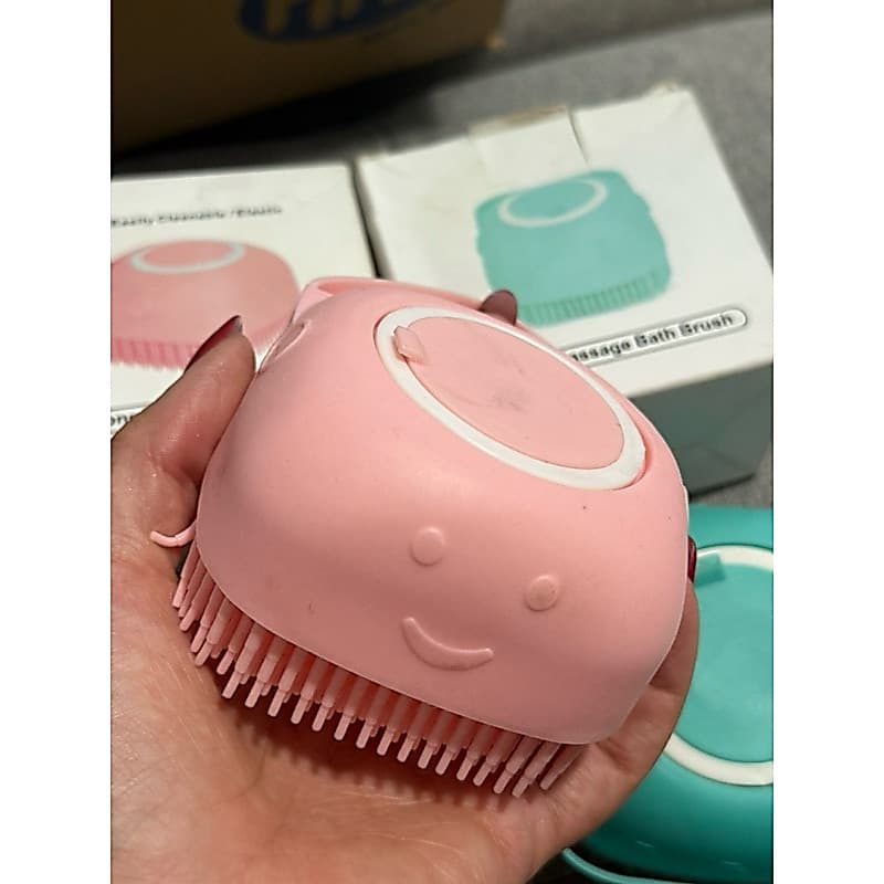 Escova Massageadora de Silicone com Dispenser | Esponja de Banho Corporal Infantil Adulto e Pet