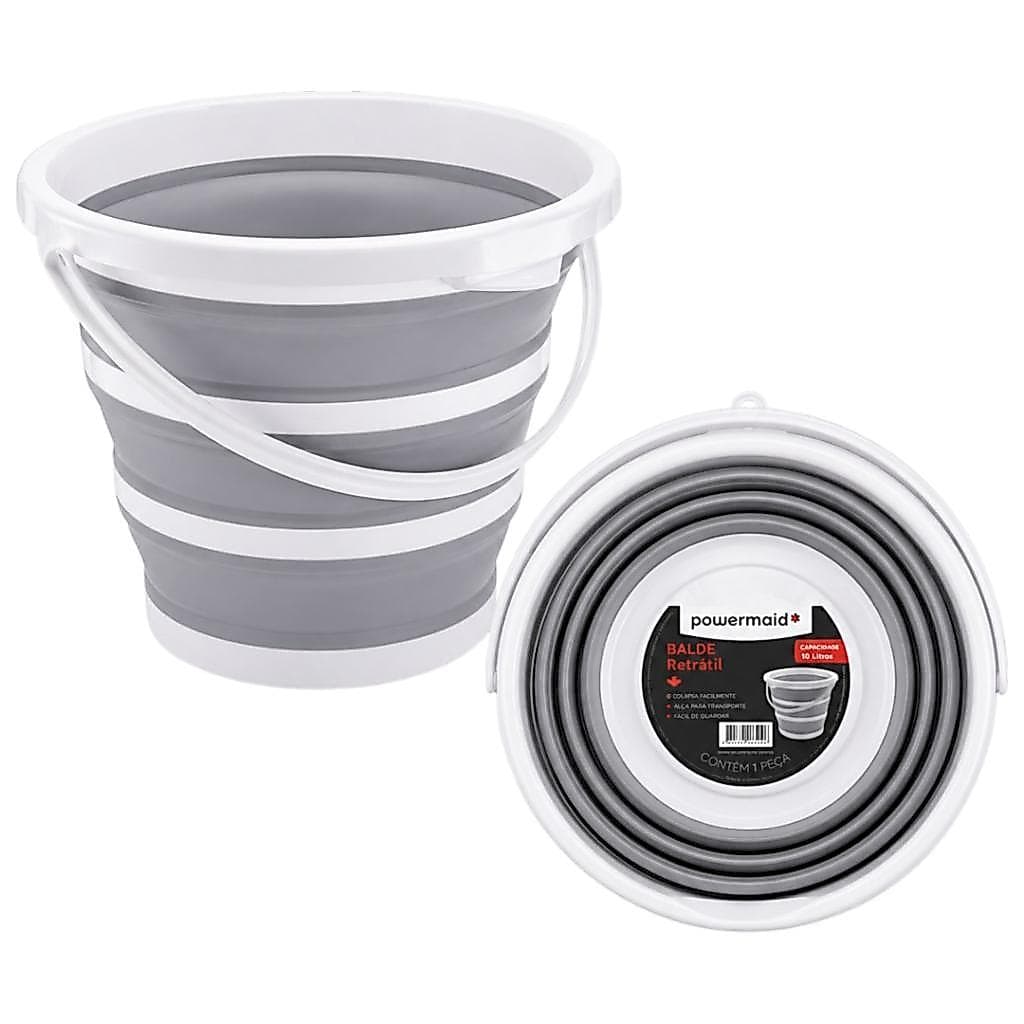 Balde Dobrável 10 Litros Retrátil de Silicone Dobrável Com Alça Lavanderia Multiuso Cozinha