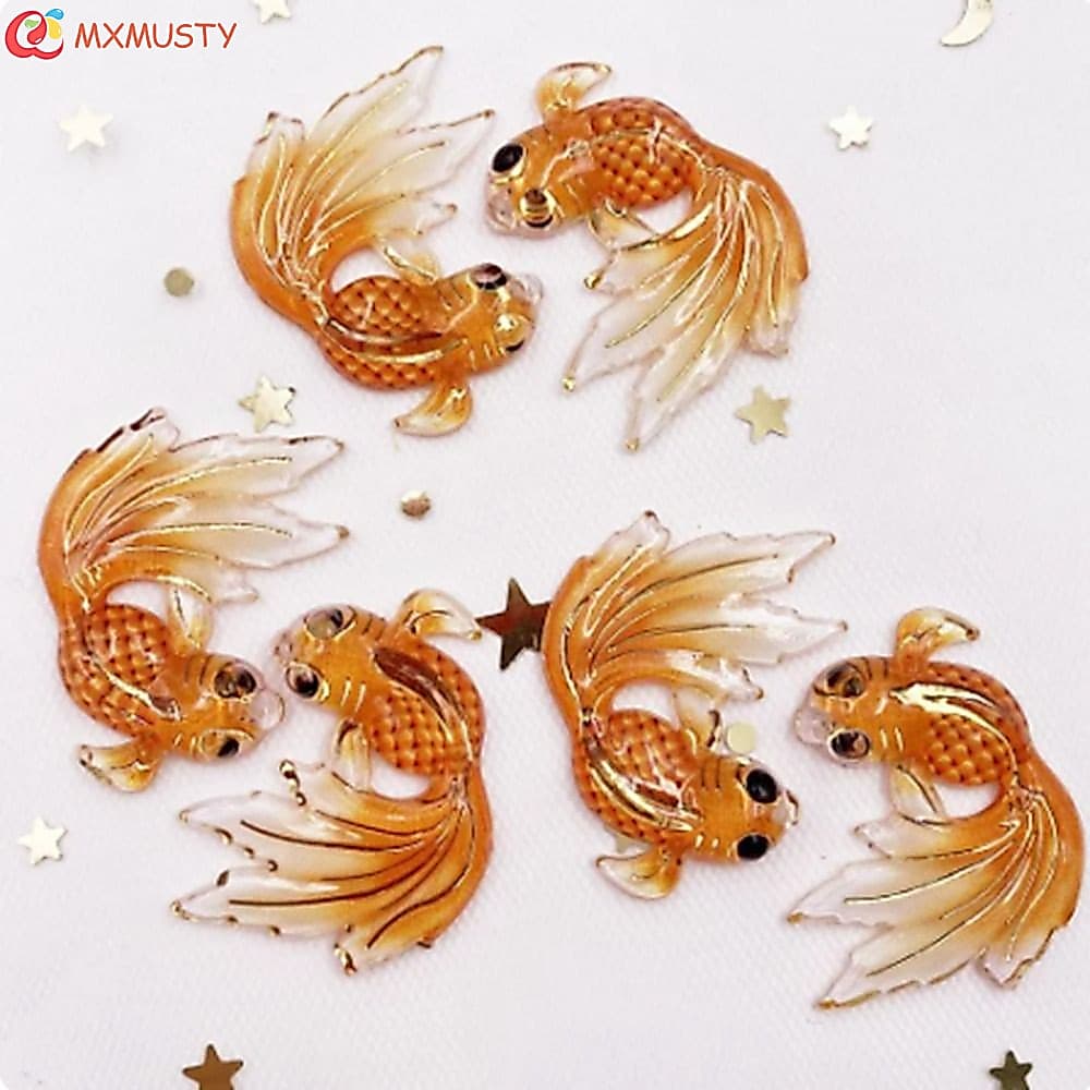 MXMUSTYZA 8 Pçs/set Miniaturas De Peixe Dourado , Micro-Paisagem Artesanal DIY , Mini Resina Bonito Casamento