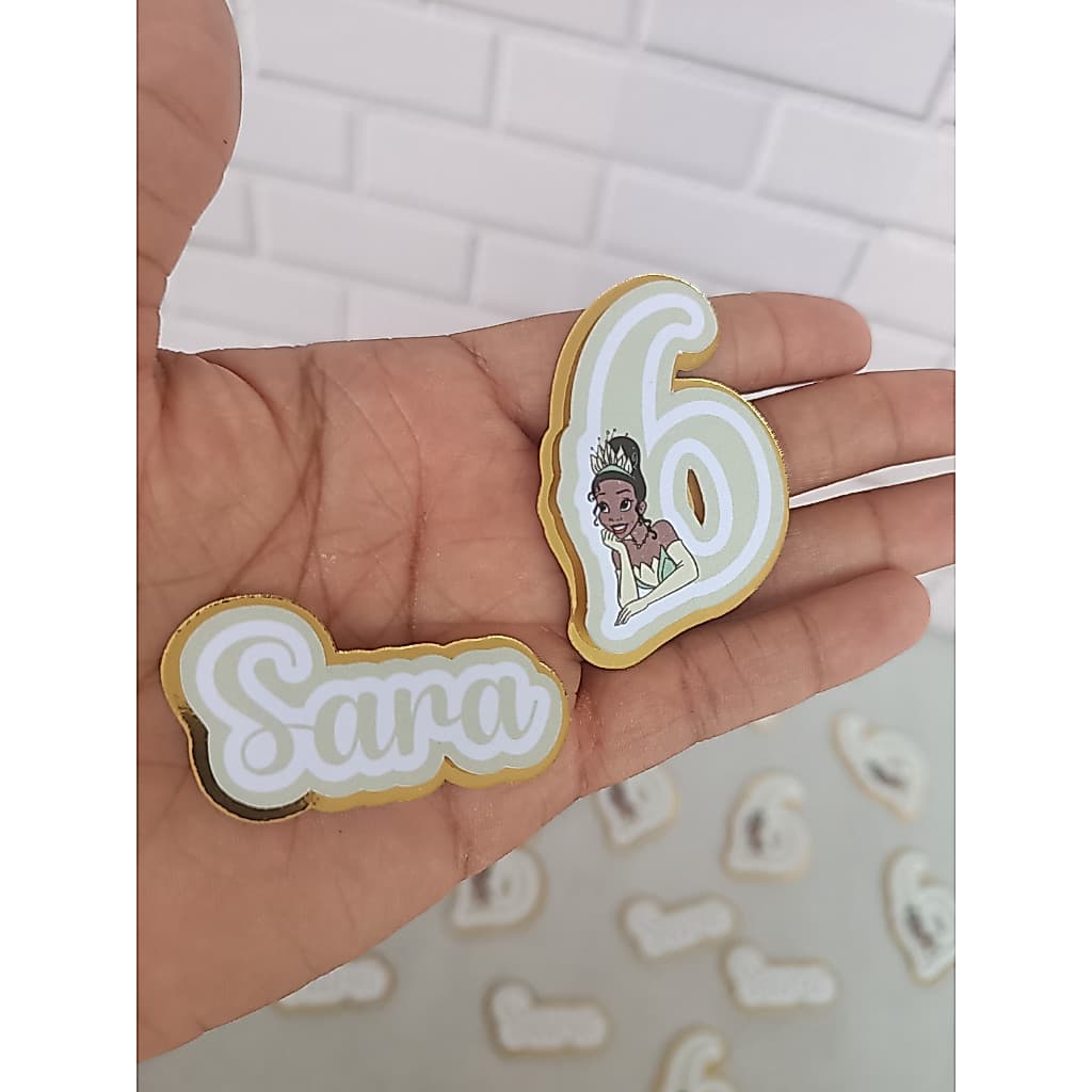 Aplique Personalizado Nome e Idade 3D - Decoração Tiana - Aplique - Nomes 3D - Números 3D - Tiana