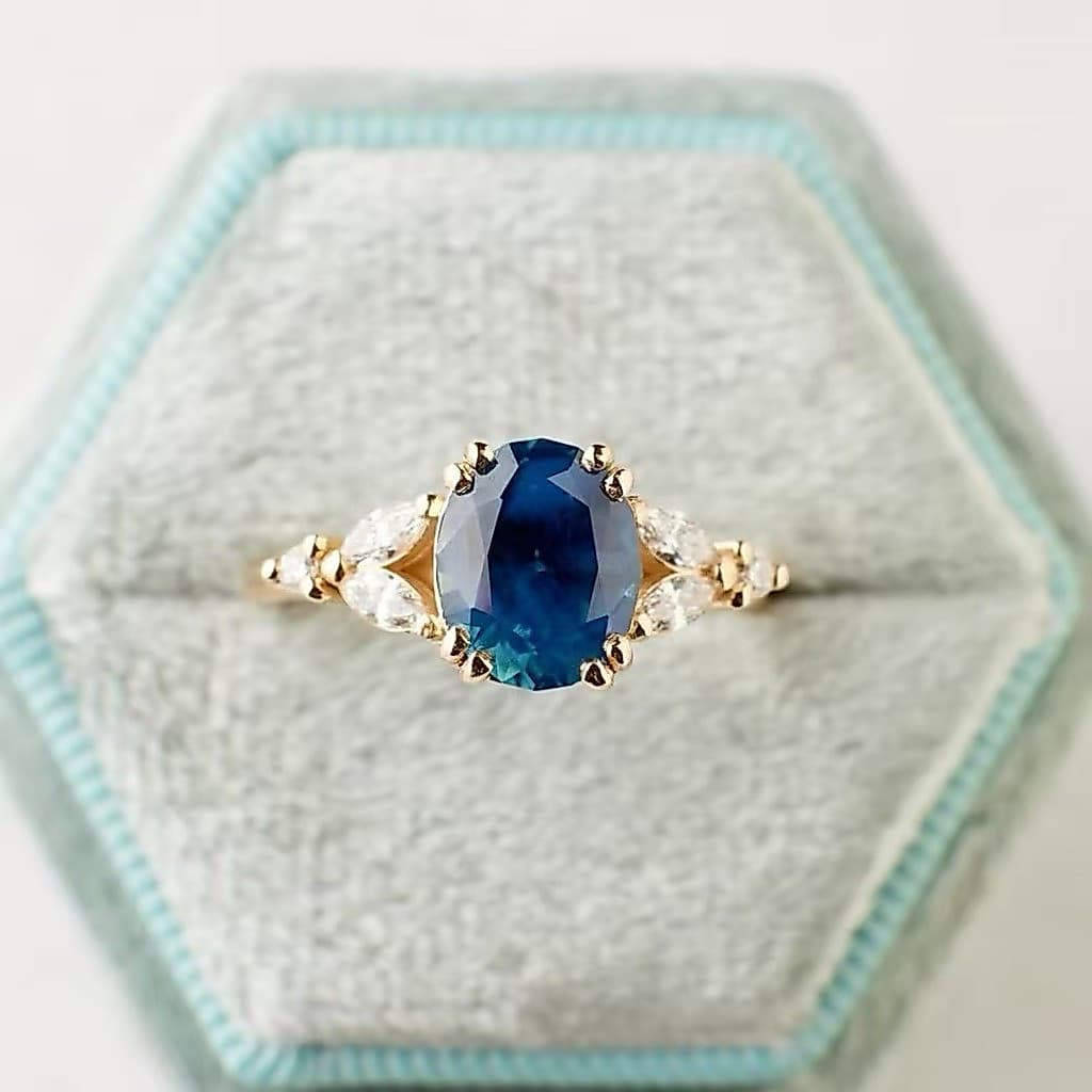 Luxo Feminino Pequeno Azul Redondo Zircão Pedra Anel De Noivado Na Moda Cor Ouro Noiva Jóias De Casamento Presente