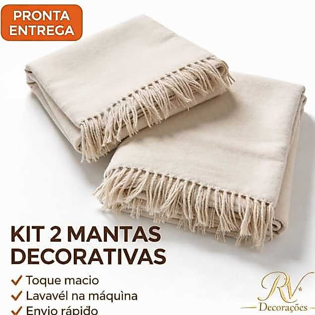 Manta Para Sofá Kit Com 2 Peças 210x120 100% Algodão Decorativa.