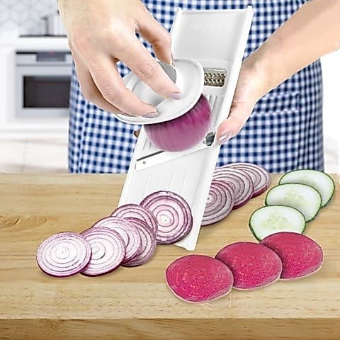 Cortador Fatiador Legumes Frutas Dupla Face com Protetor
