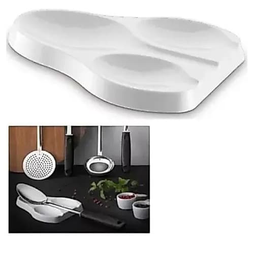 Suporte Descanso para Colher com 3 Lugares Branco – Organizador de Talheres | Kit 1, 2 ou 3 Unidades