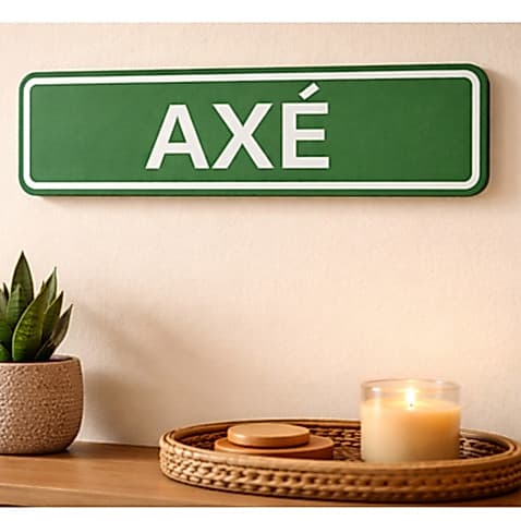 Placa decorativa Axé 20x5cm Plaquinha PLA com frases divertidas Escrita em Relevo Shalom Fé Religião