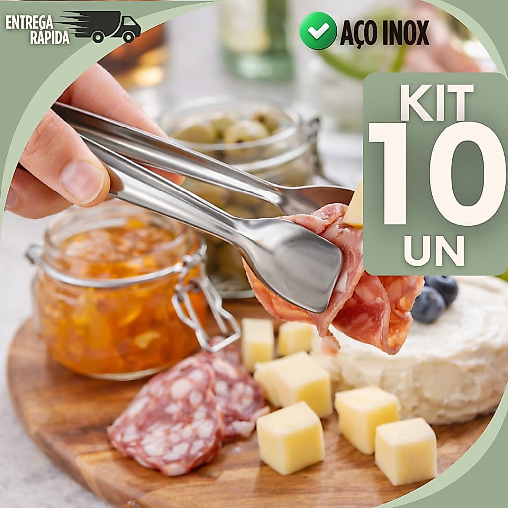 KIT 1/5/10 Pegador Inox para Gelo e Aperitivos | Aço Inoxidável | Resistente | Uso Cozinha e Bar