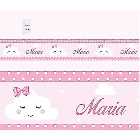 5 Metros Faixa decorativas nuvem rosa para o quarto de seu bebe