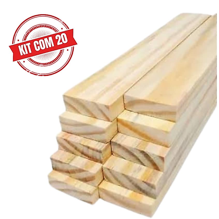 RIPAS MADEIRA PINUS KIT COM 20 PEÇAS 1,00MT X 4,5 cm X 1,00 cm PARELHADAS
