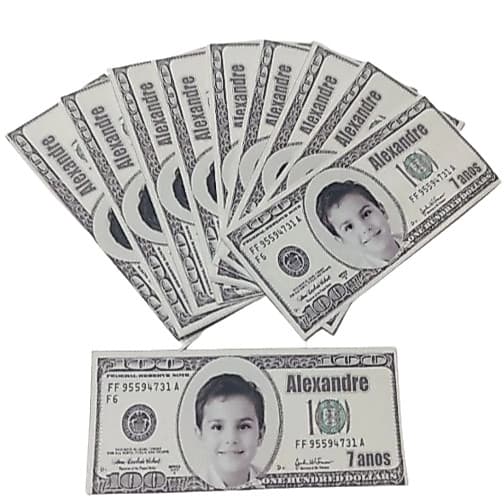 Mini Dólar Dinheirinho Miniatura - 1 Face  Personalizado C/ Foto, Nome e idade - Lançamento