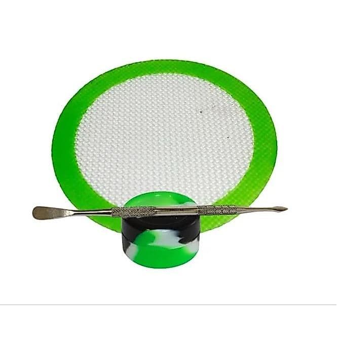 Kit Tapete Redondo Pote De Silicone Pinça p/ Manipulação Resina Pintura Cera Cosméticos Laboratório Óleo