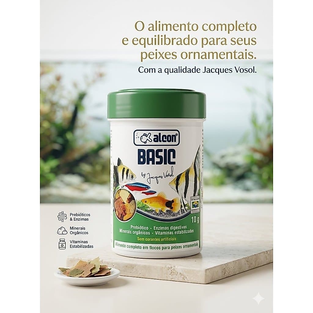 Ração Peixe Basic Flocos Alcon  10g