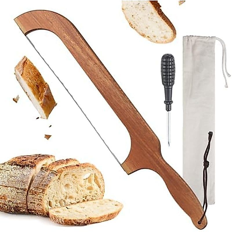 Faca De Pão Arco Para Massa Fermentada Caseira | Fatiador Serrilhado De Aço Inoxidável De 15.7 " , De Violino De Madeira