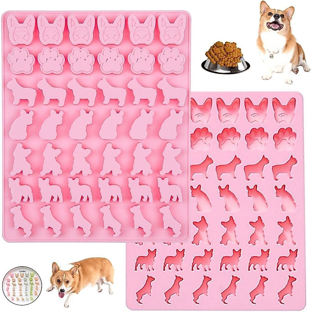 Moldes de Silicone para Petiscos de Cães, Molde de Silicone com 42 Cavidades em Forma de Cão e Pata - Antiaderente, Grau