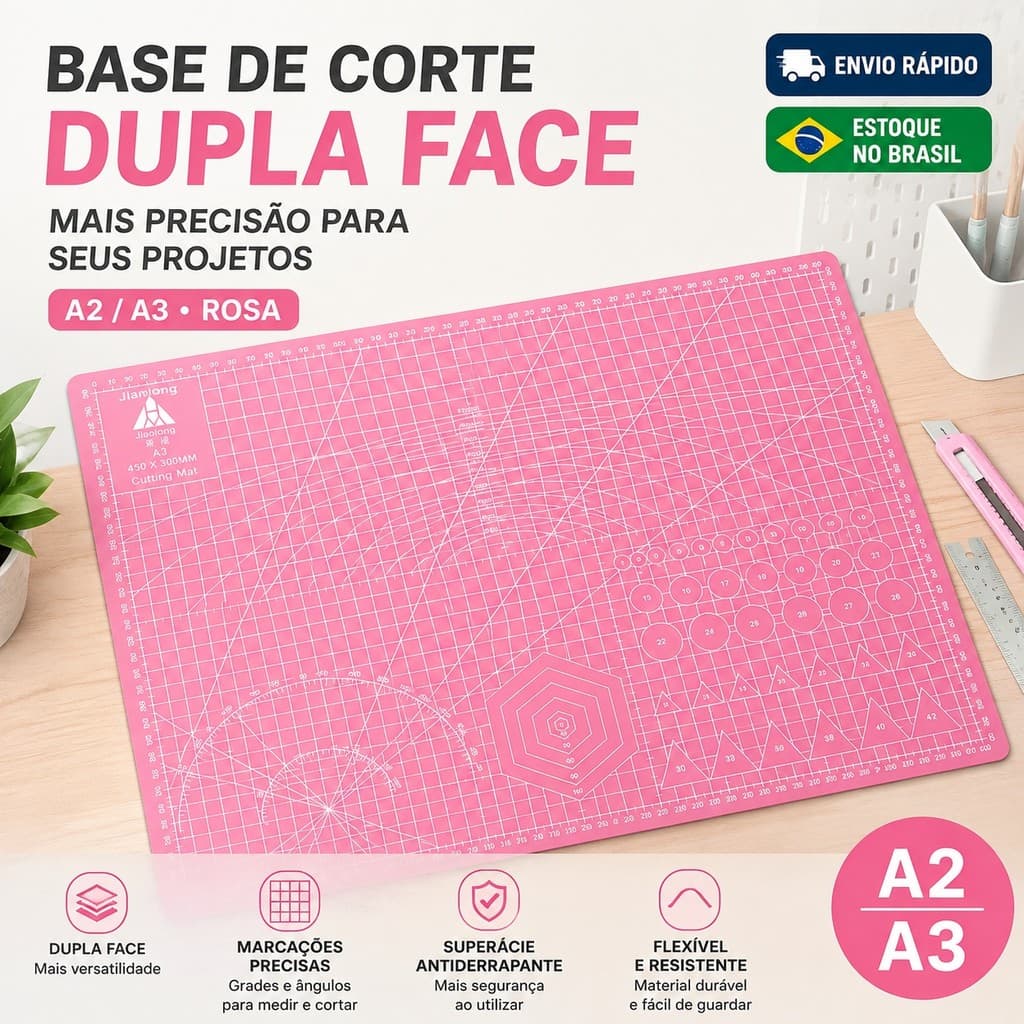 Base de Corte A2 A3 Dupla Face 60x45 / 45x30cm Tapete de Corte para Artesanato Patchwork Costura Scrapbook