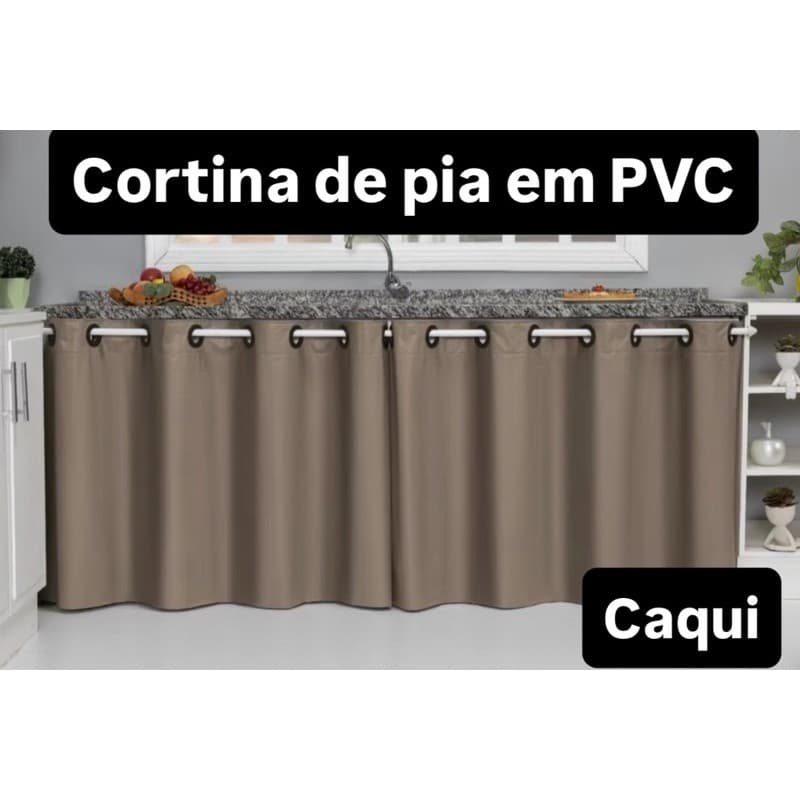 Cortina para Pia em PVC 1,40 Larg x 0,80 Alt Varias Cores  com a Opcao de Compra em Uma Parte ou Duas Partes