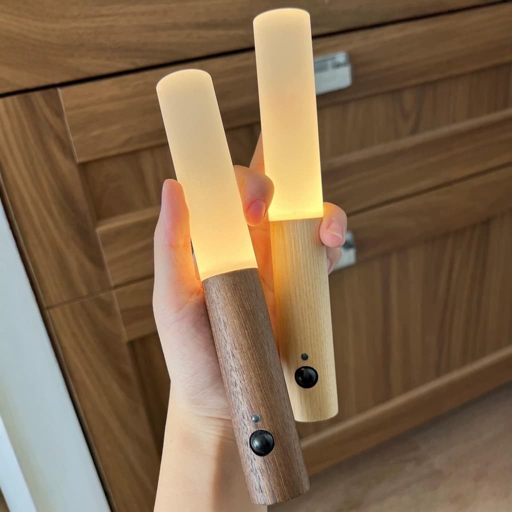 Luminaria Led Recarregável Sensor de Movimento Arandela de Madeira Minimalist Mesa Parede Magnética Luz Noturna