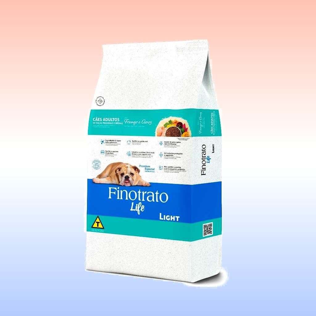 Ração Seca Finotrato Prime Light Premium Especial Cães Adultos Raças Pequenas e Médias Sabor Frango e Cereais 10,1 KG