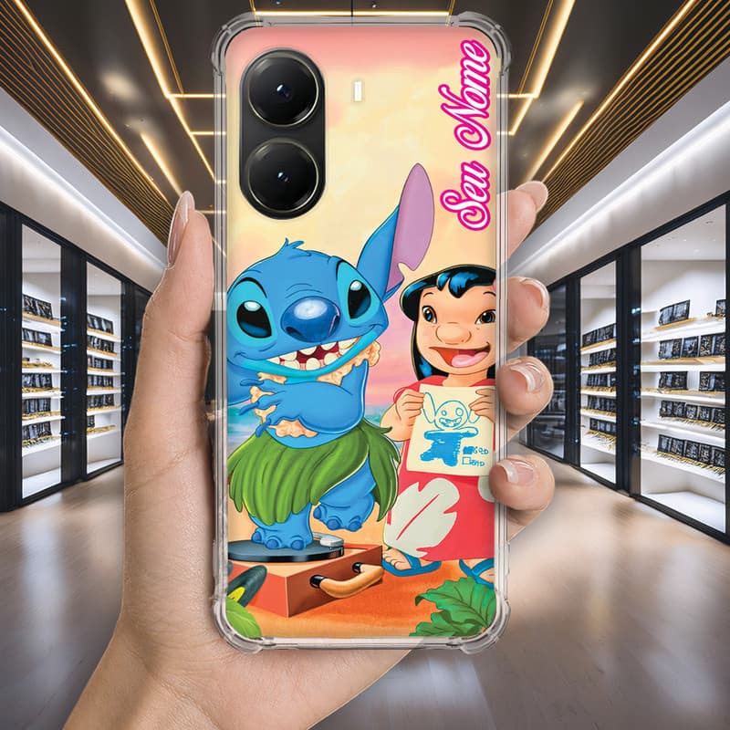Capa Capinha REDMI 14C 13C 13 12C 12 10C 10A 9C 9A POCO C65 C55 Anti-impacto Personalizada geek STITCH azul nome (3491)