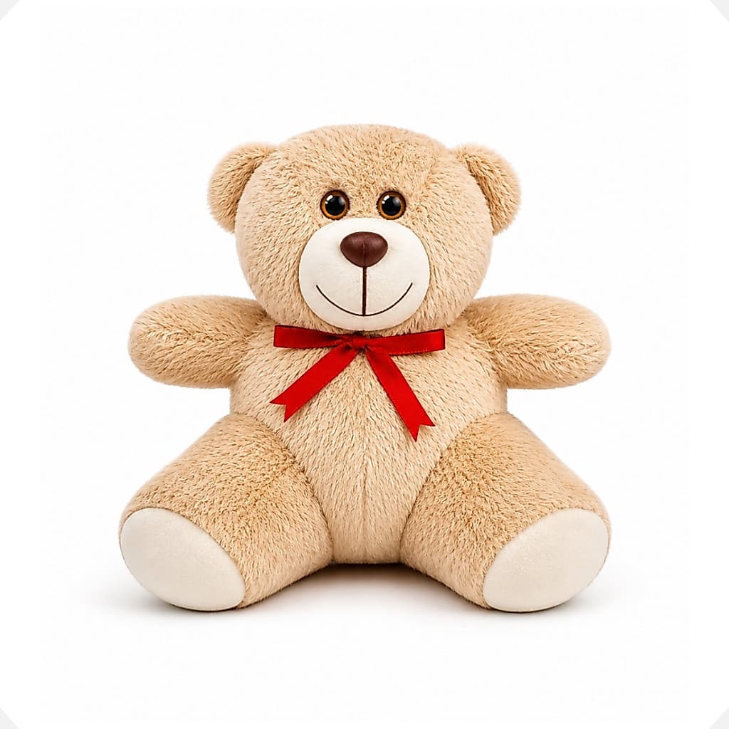 Urso de Pelúcia 15 CM com Laço Vermelho Para Decoração Quarto de Criança Bebê Brinquedo Infantil