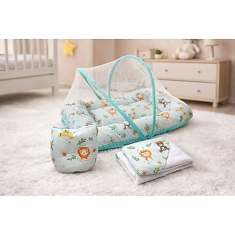 Kit toalha de bebê + Berço portátil+ travesseiro a anatômico