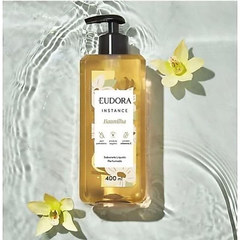 Sabonete Líquido Eudora Instance Baunilha 400ml - Vegano, Sem Petrolatos, Fragrância Oriental
