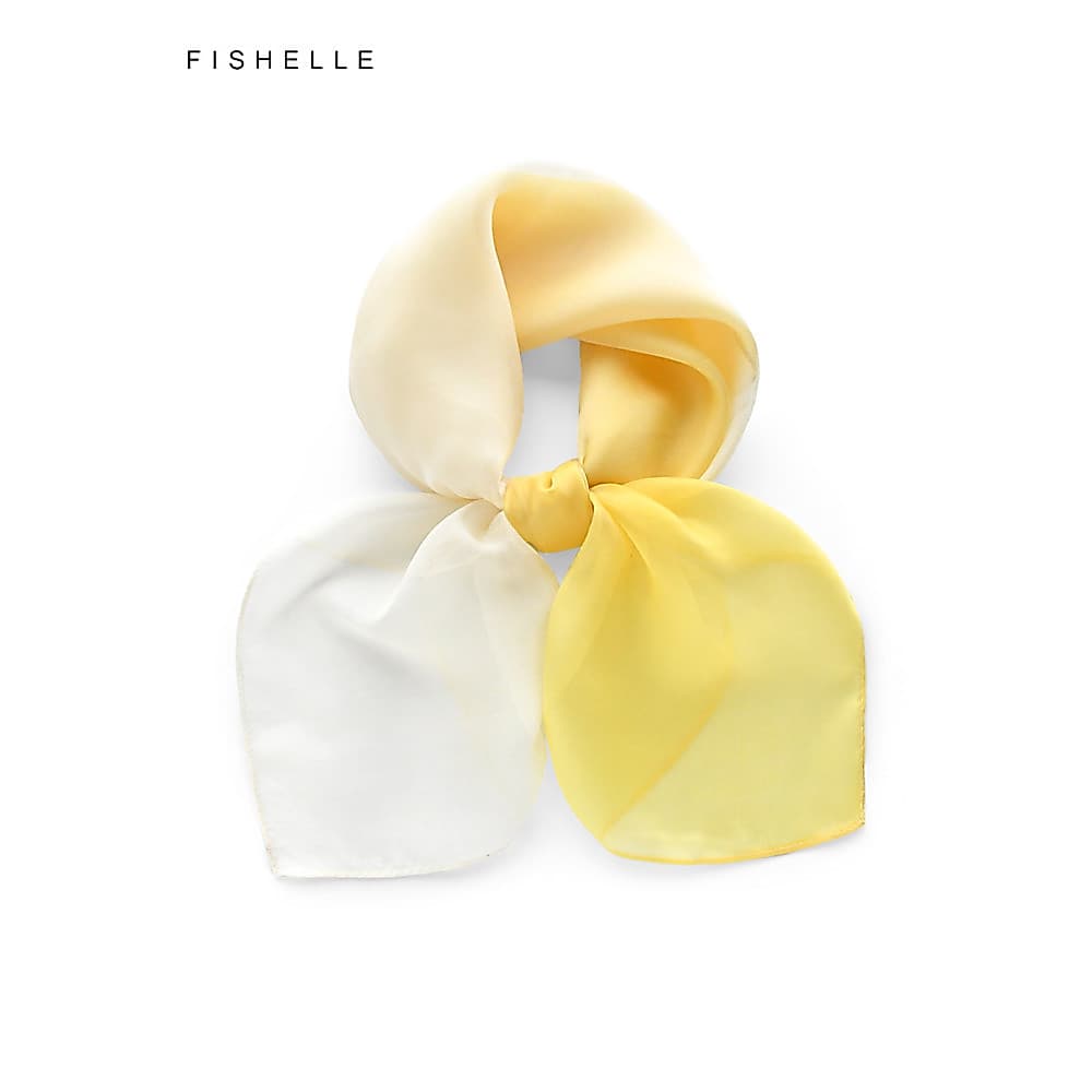 Lenço de seda Real amarelo claro feminino primavera outono amoreira seda transparente gaze Chiffon pequeno lenço quadrad