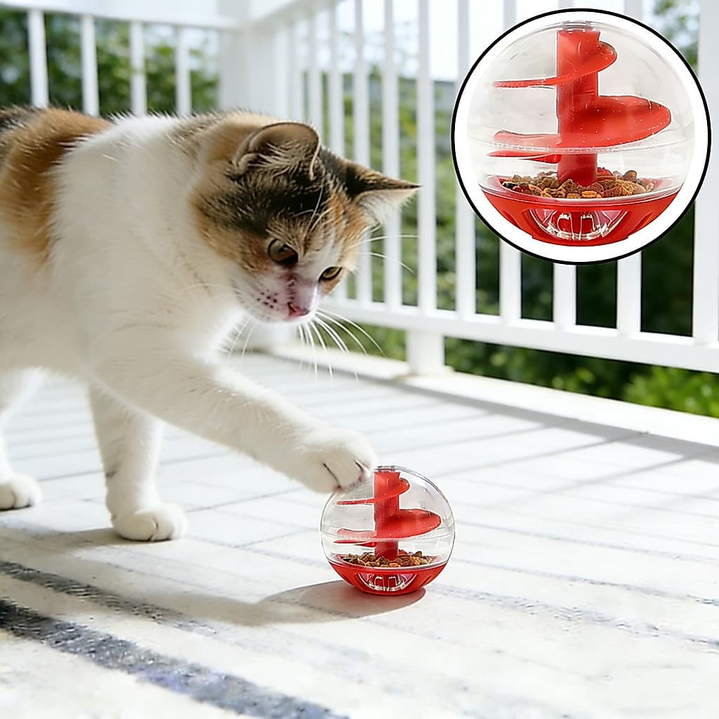 Bola Dispensadora De Comida Para Gatos , Tratamento Resistente À Mordida , Alimentador Lento Interativo Animais De Estim