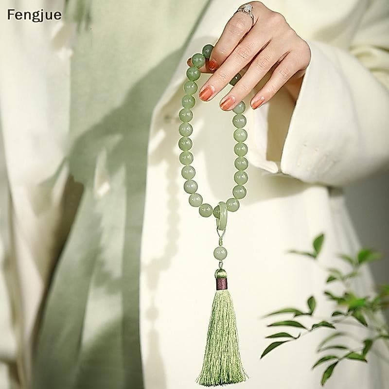 Fengjue Pedra De Jade Verde 12mm Contas sel Pulseira Colar Tibetano Budista Mala Buda Charme Rosário Yoga Homens Mulher