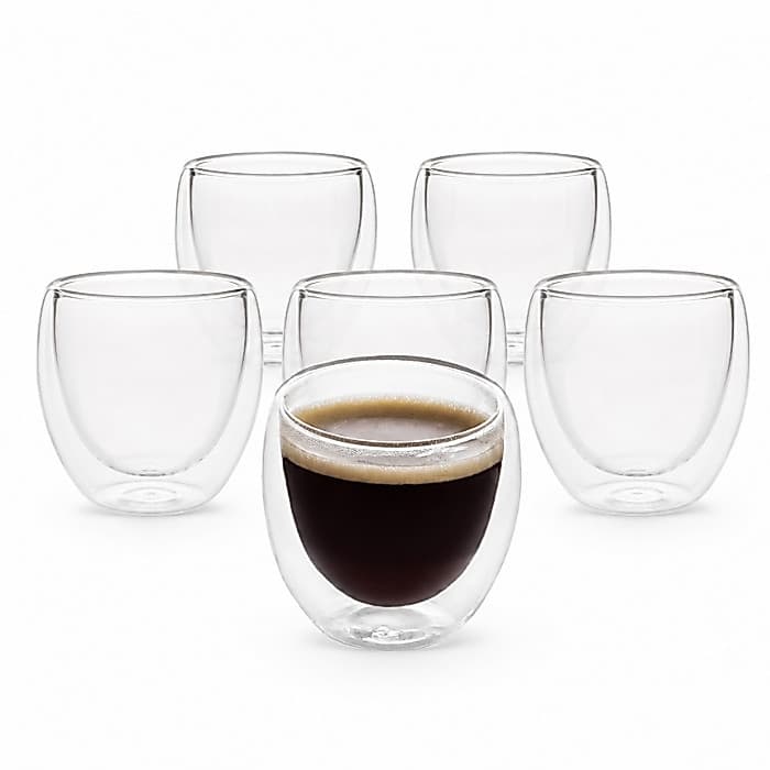Kit 6 Copos Café Parede Dupla Vidro Borossilicato 90ml Xícara Espresso Chá