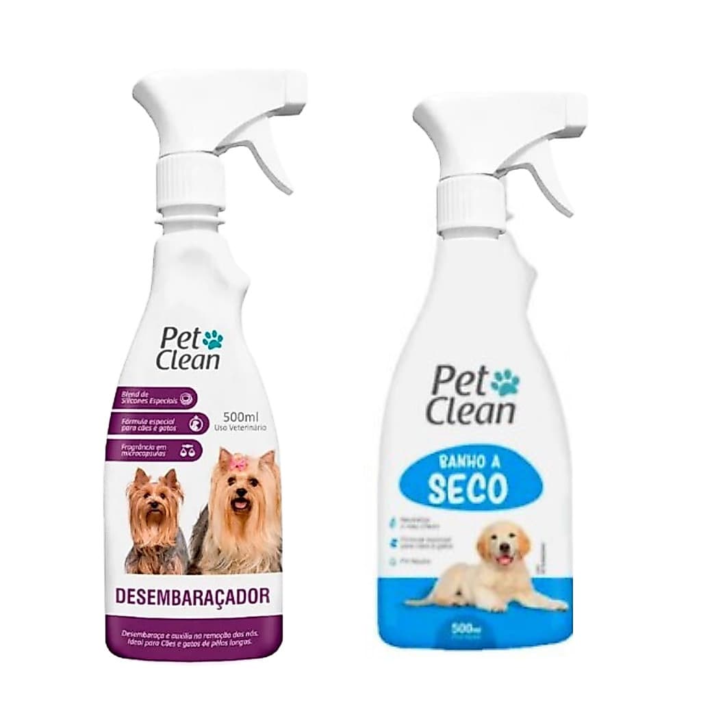 Desembaraçador Pelos Pet Clean + Banho a Seco Cães Gatos Pet