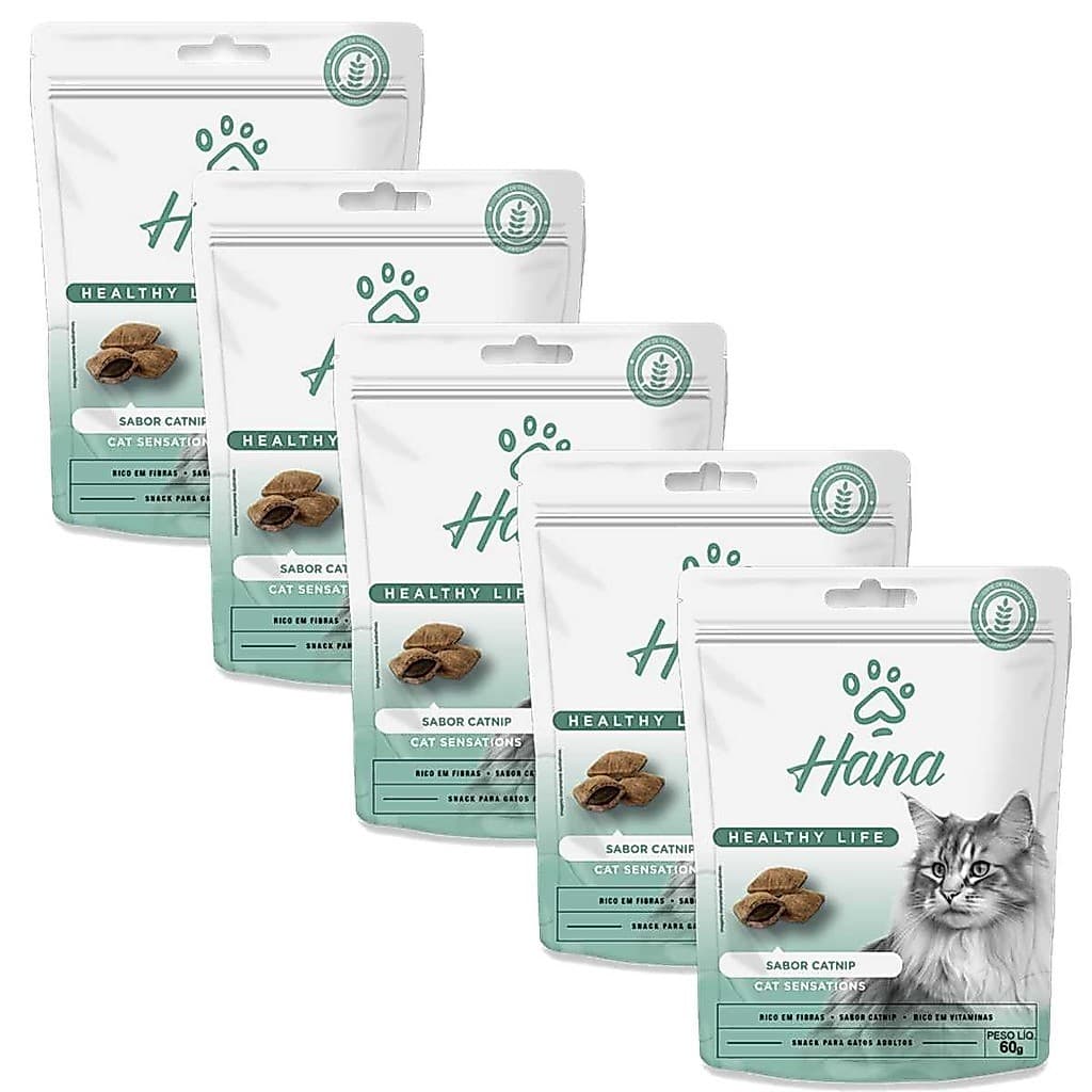 Kit 5un Petisco Para Gatos Hana Nuggets Sensations Catnip 60g