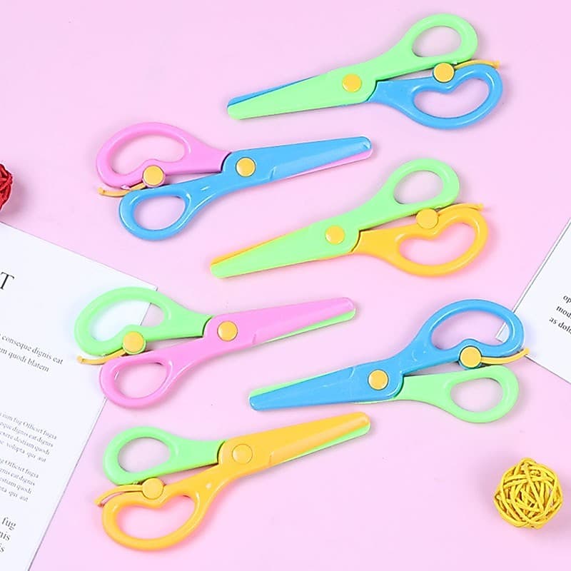 Tesoura de plástico para educação infantil, Material artesanal, tesoura de segurança