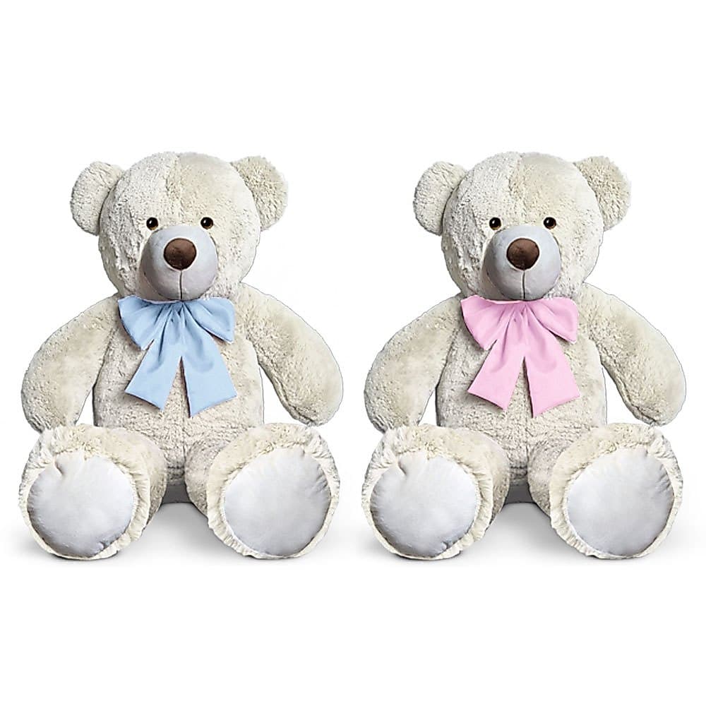 Kit 2 Ursinhos De Pelúcia Chá Revelação Decoração Com Laço - 50CM