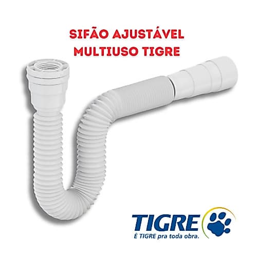 Sifão Sanfonado Multiuso Tigre Ajustável Cifão Cozinha Banheiro Sifão Lavatório Tanque
